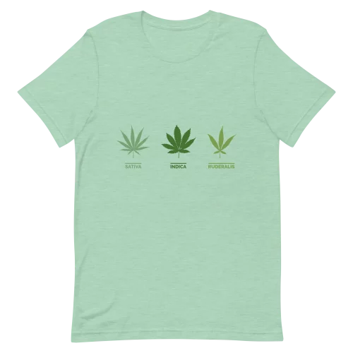 Unisex T-Shirt - Weed Leaves - Heather Prism Mint