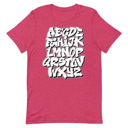 Unisex T-Shirt - Alphabet - Heather Raspberry