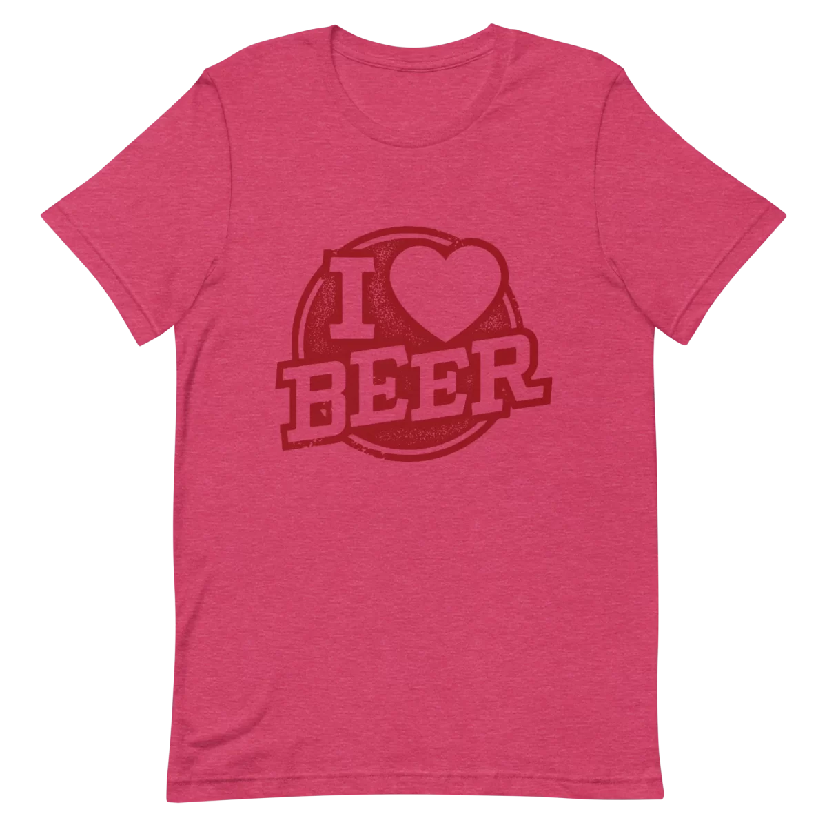 Unisex T-Shirt - I Love Beer - Heather Raspberry