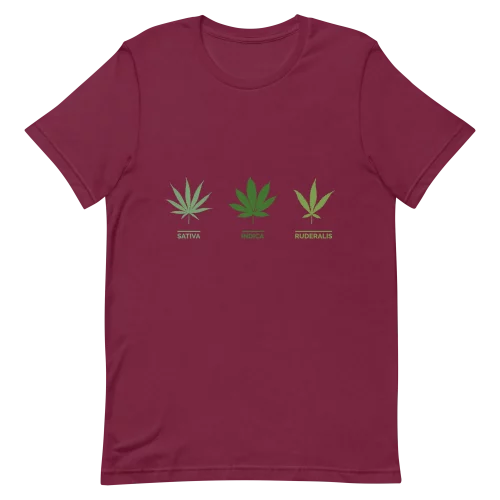 Unisex T-Shirt - Weed Leaves - Maroon