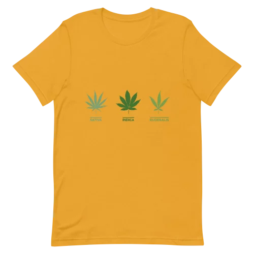Unisex T-Shirt - Weed Leaves - Mustard