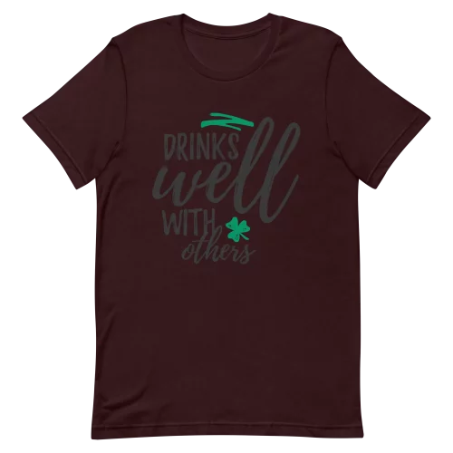 Unisex T-Shirt - Drinks Well With Others - Oxblood Black