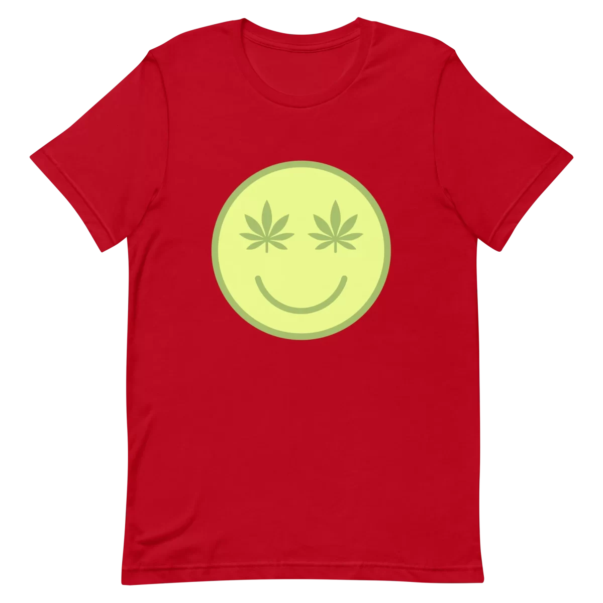 Unisex T-Shirt - Smiley Face with weed - Red