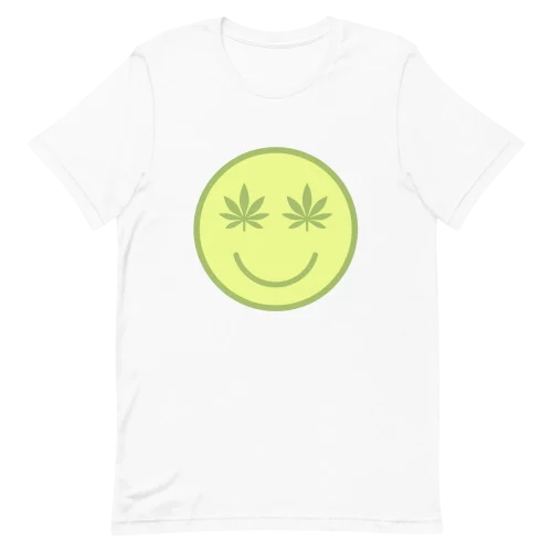 Unisex T-Shirt - Smiley Face with weed - White