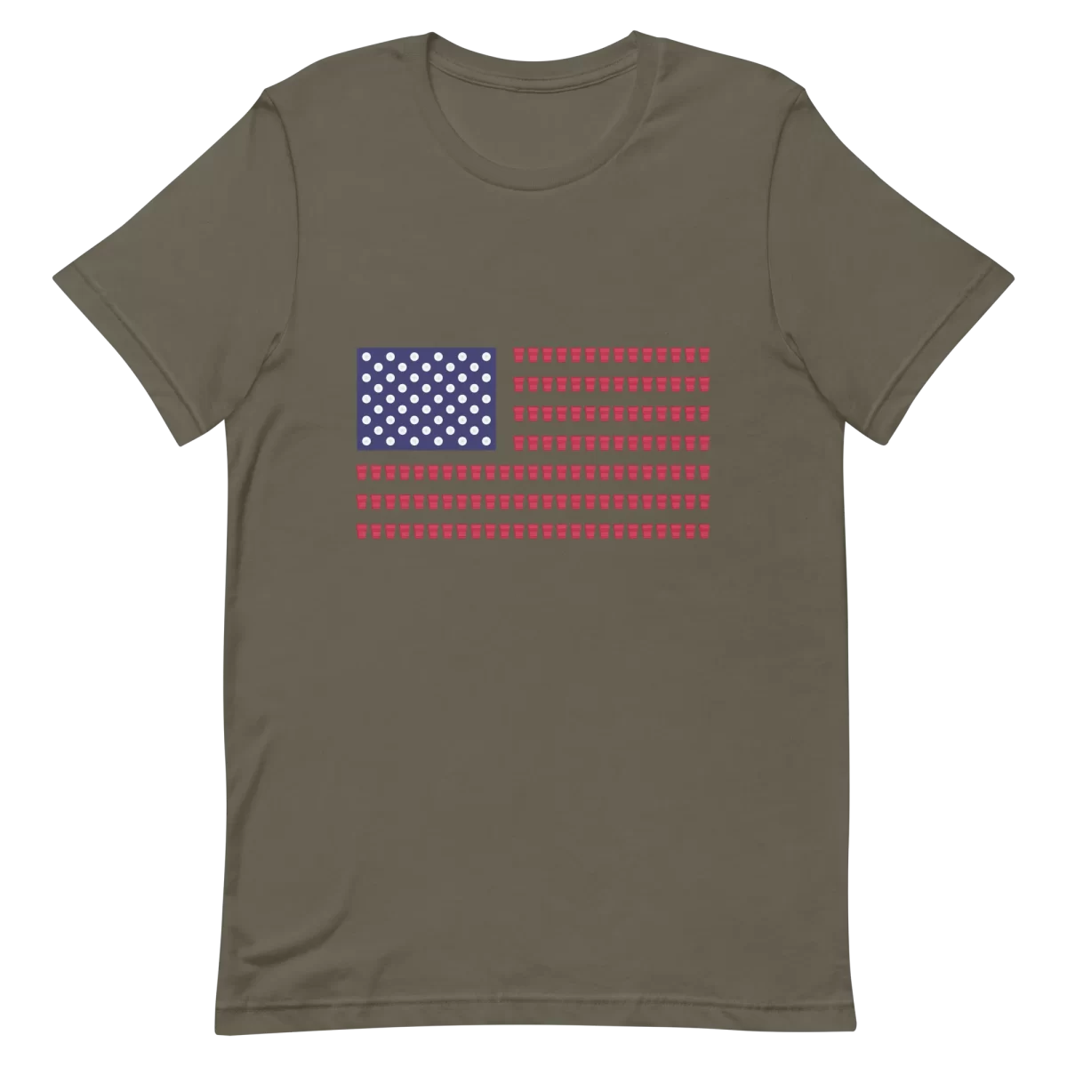 Unisex T-Shirt - Beer Pong Flag - Army