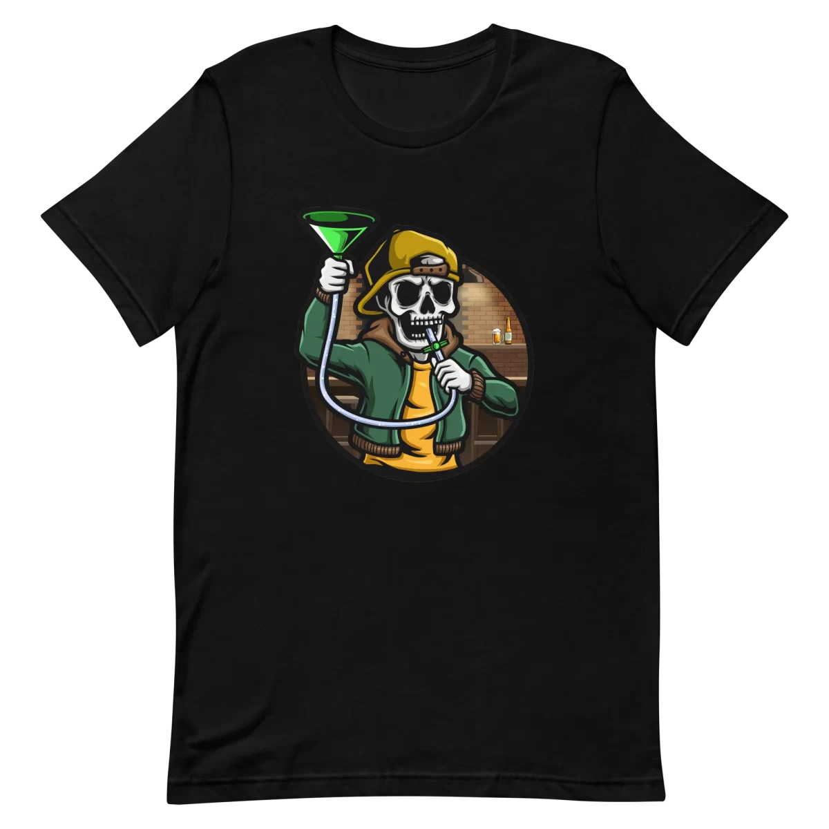 Unisex T-Shirt - Beer Bong Skull - Black