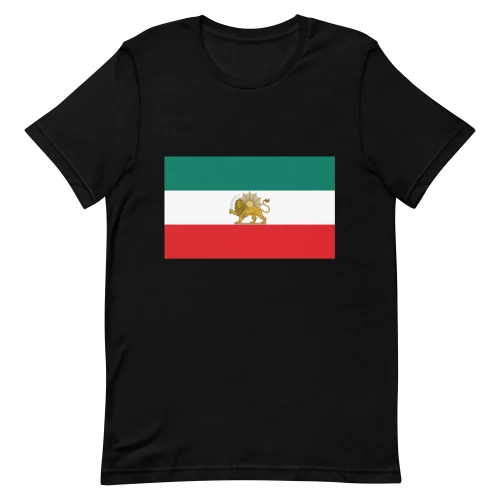 Black Unisex t-shirt Iran Lion and Sun Flag