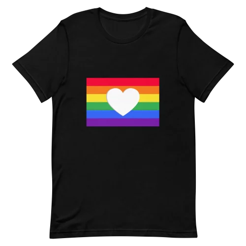 Black Unisex t-shirt Pride Day Flag With Heart