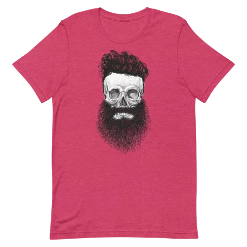 Unisex T-Shirt - Skull Beard - Heather Raspberry