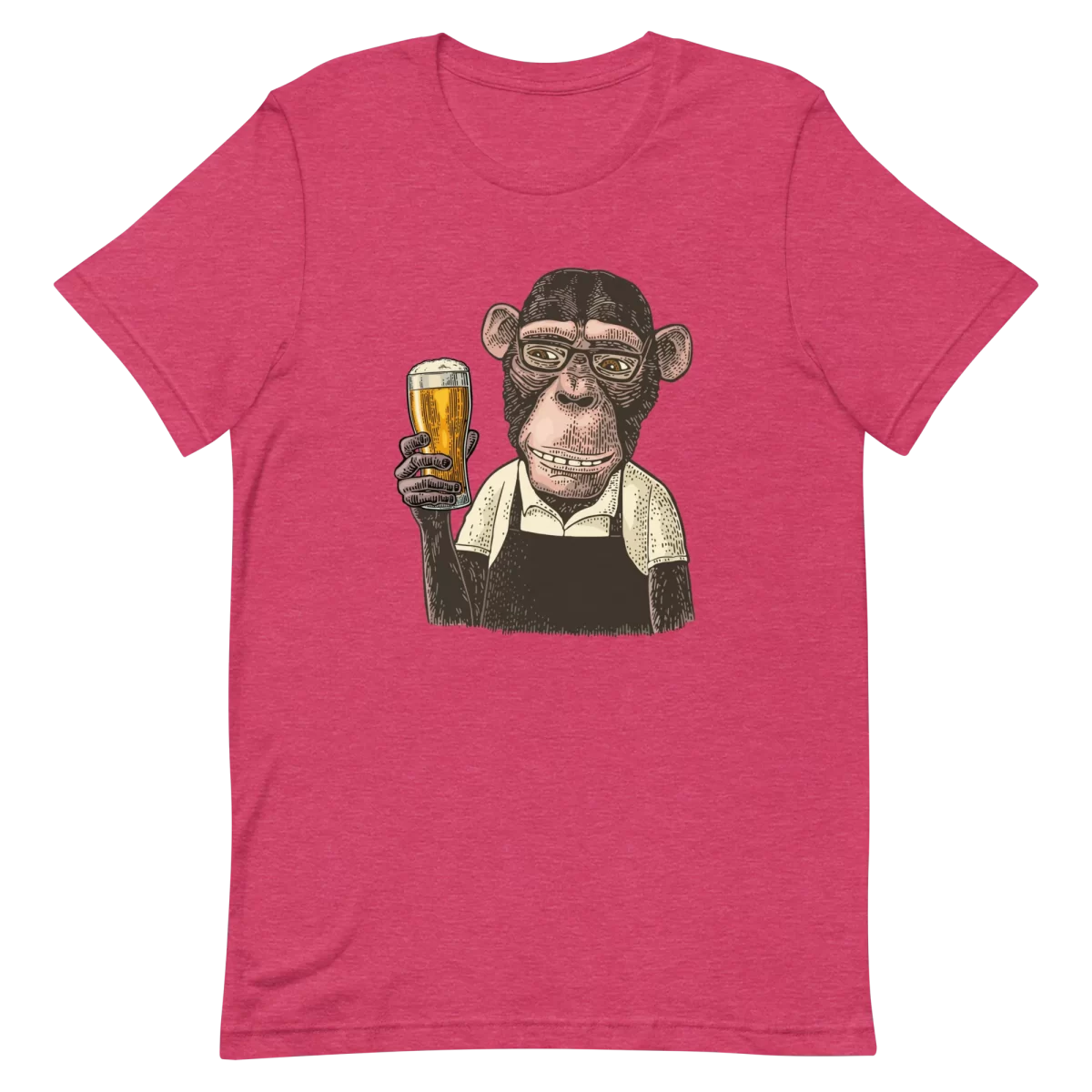 Unisex T-Shirt - Beer Monkey - Heather Raspberry