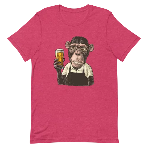 Unisex T-Shirt - Beer Monkey - Heather Raspberry