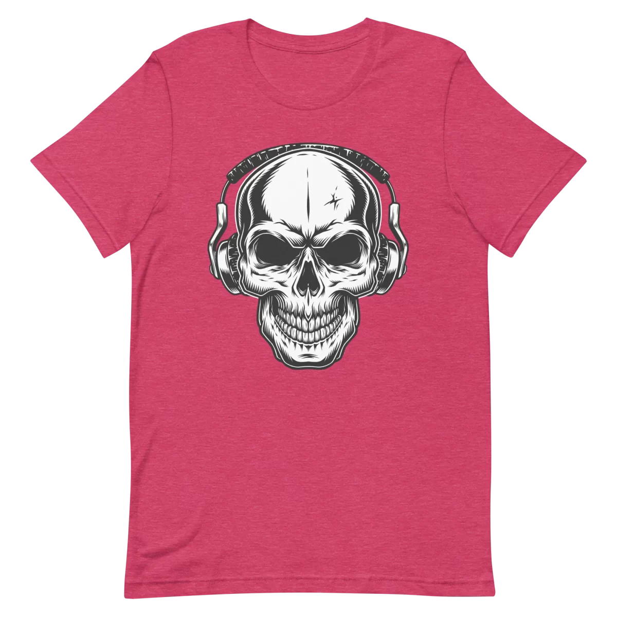Unisex T-Shirt - Rockin Music Skeleton - Heather Raspberry