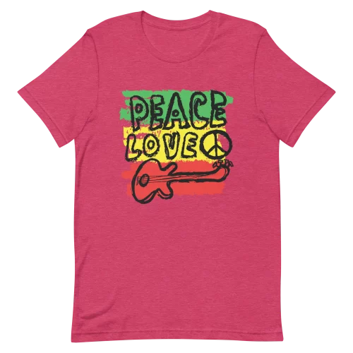 Unisex T-Shirt - Peace Love Music - Heather Raspberry