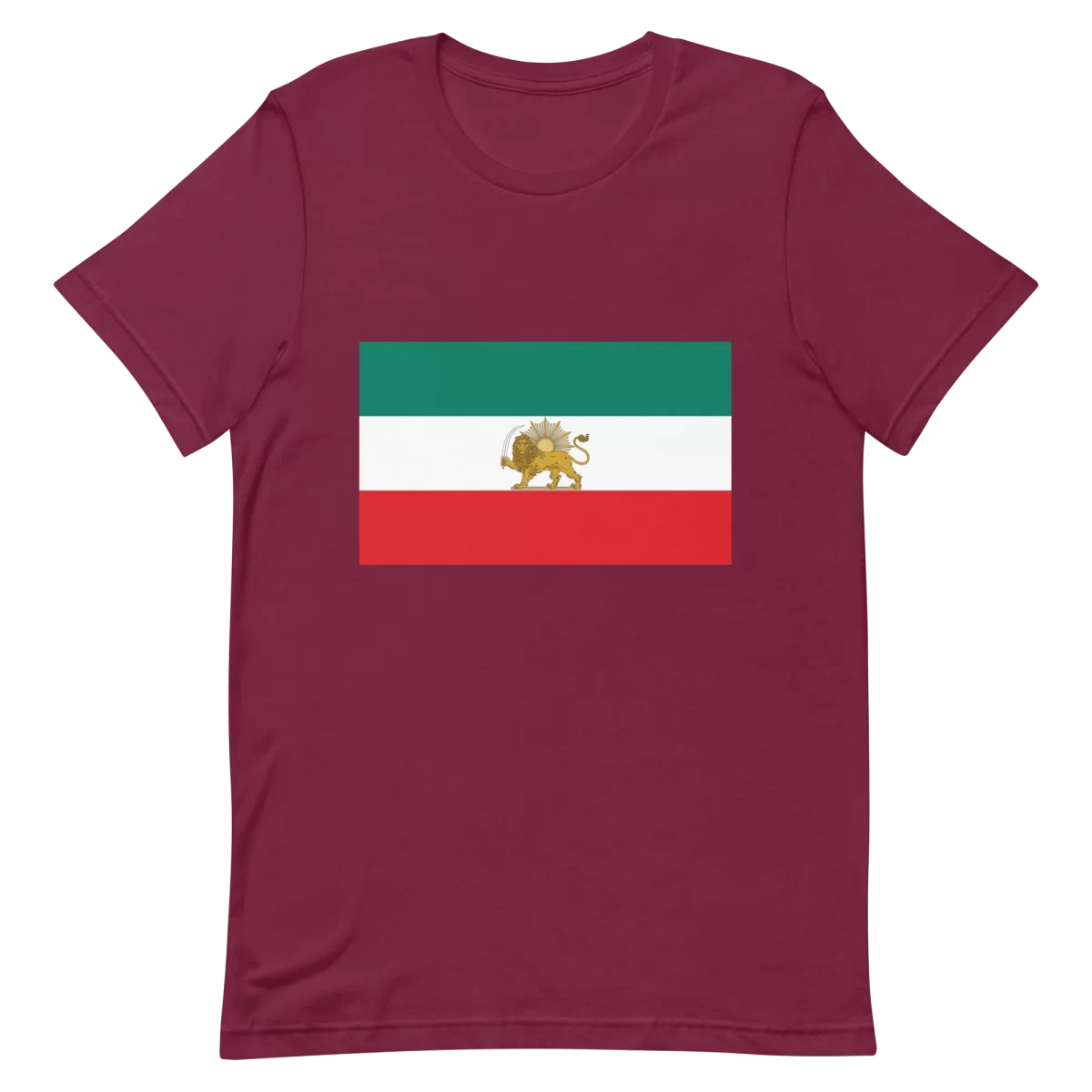 Maroon Unisex t-shirt Iran Lion and Sun Flag