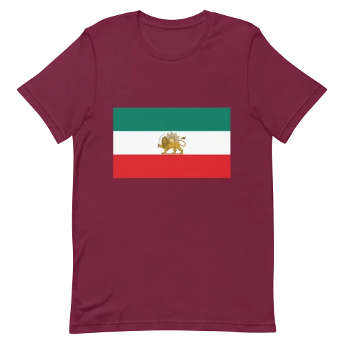 Maroon Unisex t-shirt Iran Lion and Sun Flag