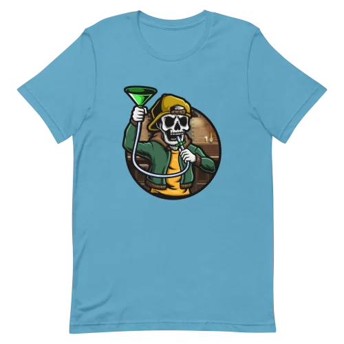 Unisex T-Shirt - Beer Bong Skull - Ocean Blue