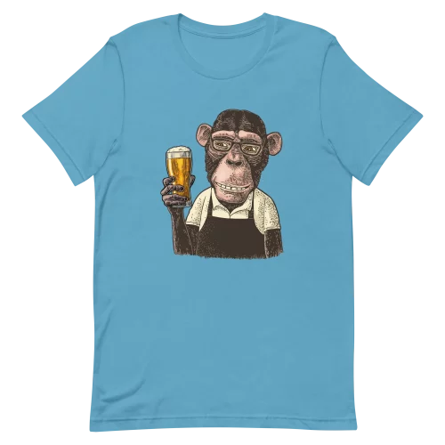 Unisex T-Shirt - Beer Monkey - Ocean Blue