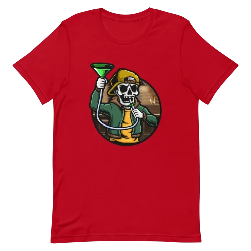 Unisex T-Shirt - Beer Bong Skull - Red