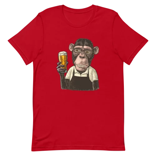 Unisex T-Shirt - Beer Monkey - Red