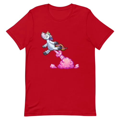 Unisex T-Shirt - Unicorn Farting - Red