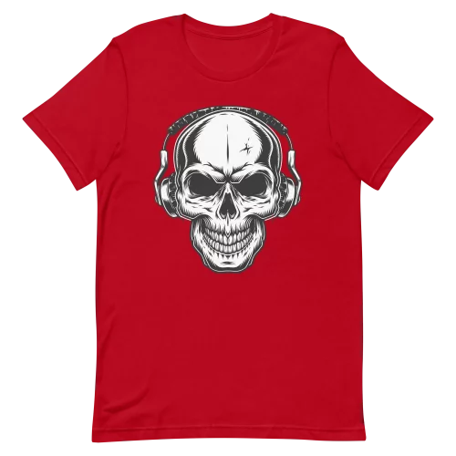 Unisex T-Shirt - Rockin Music Skeleton - Red