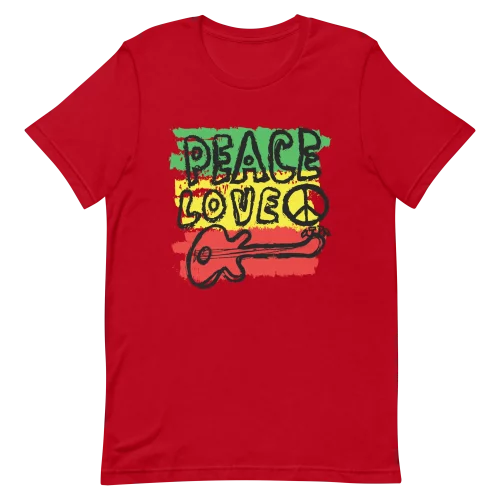 Unisex T-Shirt - Peace Love Music - Red
