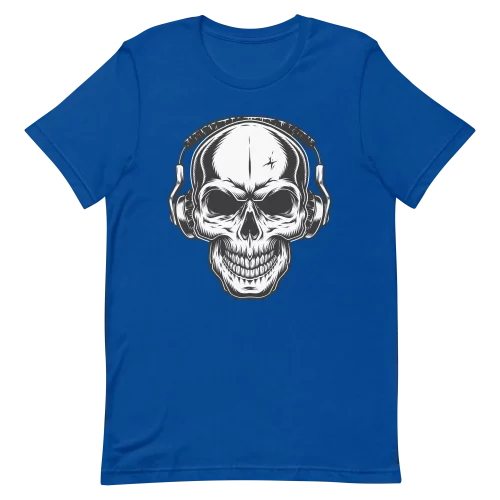 Unisex T-Shirt - Rockin Music Skeleton - True Royal