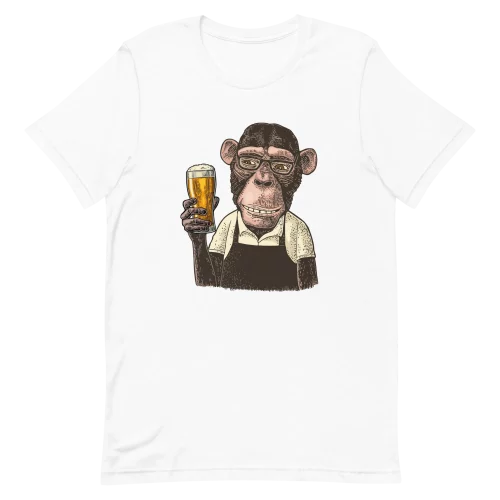 Unisex T-Shirt - Beer Monkey - White