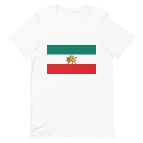 White Unisex t-shirt Iran Lion and Sun Flag
