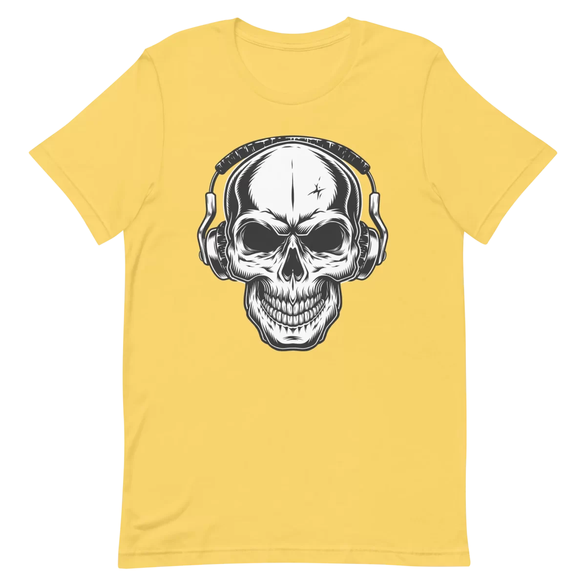 Unisex T-Shirt - Rockin Music Skeleton - Yellow
