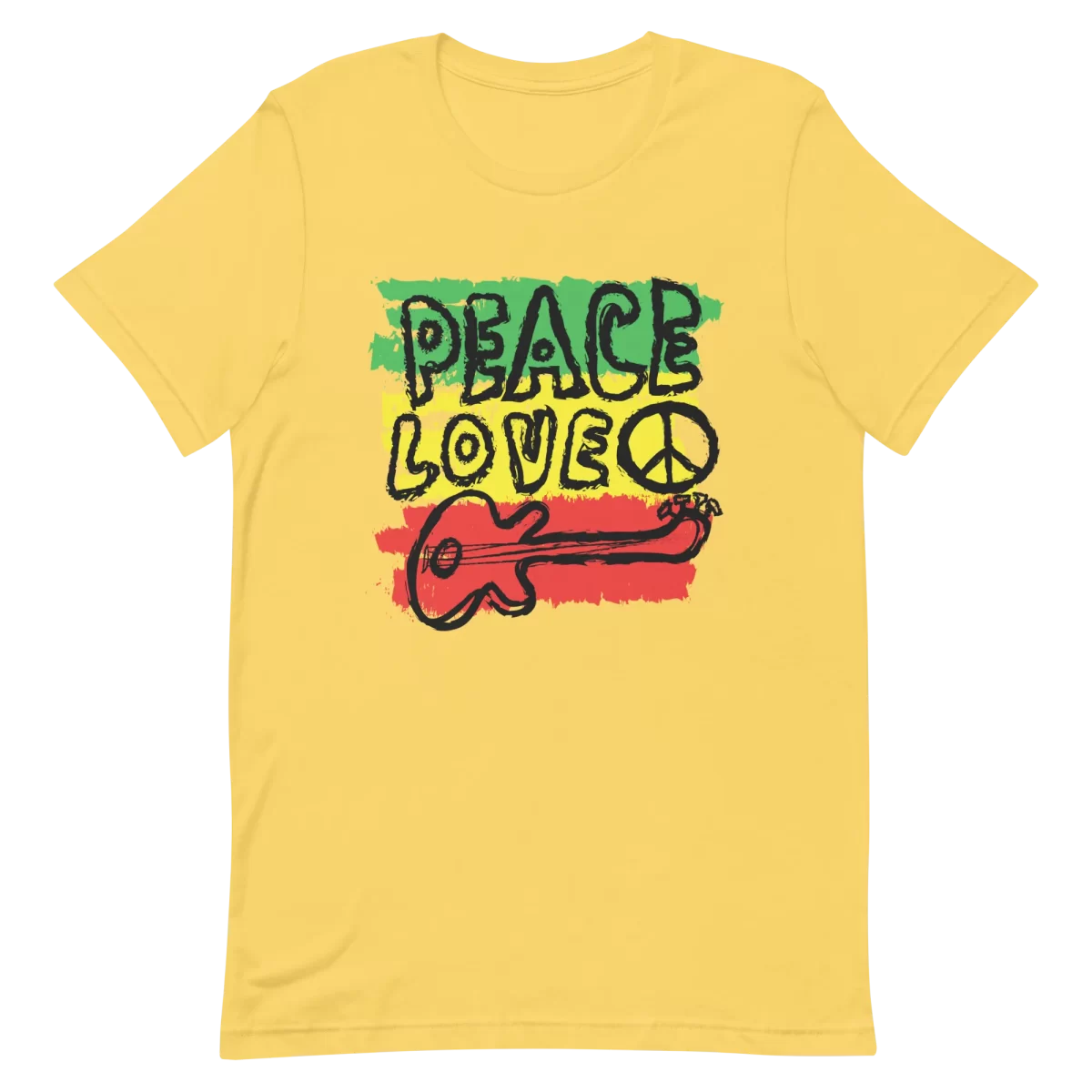 Unisex T-Shirt - Peace Love Music - Yellow
