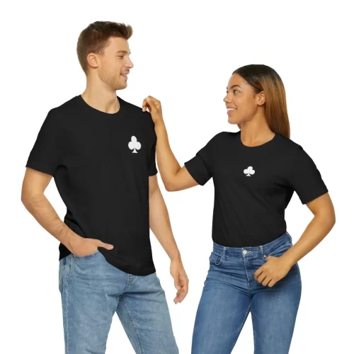 Couple Models Wearing Black Unisex T Shirt Jack Clubs Jack Diamond
