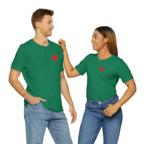 Couple Models Wearing Kelly Unisex T Shirt Queen Heart Ace Of Spades