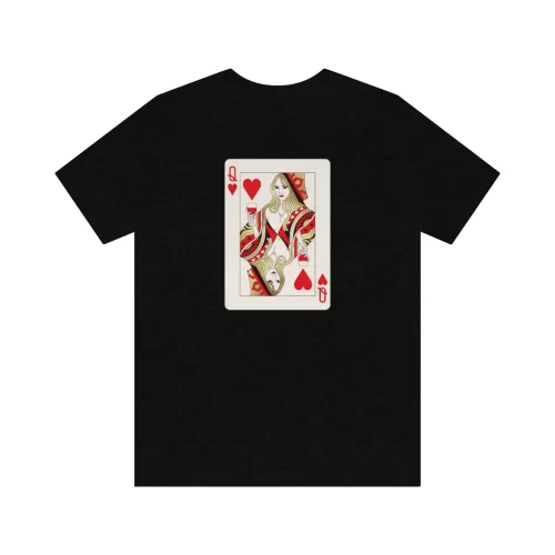 Black Unisex T Shirt Queen Heart Ace Of Spades Design Back