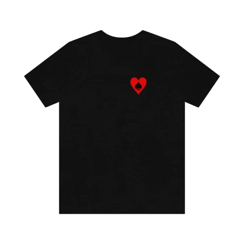 Black Unisex T Shirt Queen Heart Ace Of Spades Design Front