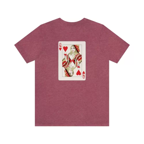 Heather Raspberry Unisex T Shirt Queen Heart Ace Of Spades Design Back