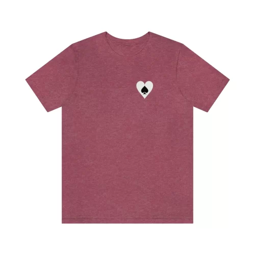 Heather Raspberry Unisex T Shirt Queen Heart Ace Of Spades Design Front
