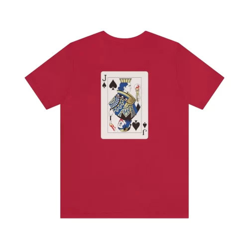 Red Unisex T Shirt Jack Spades Joker Design Back