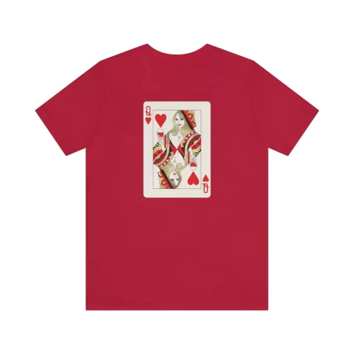 Red Unisex T Shirt Queen Heart Ace Of Spades Design Back