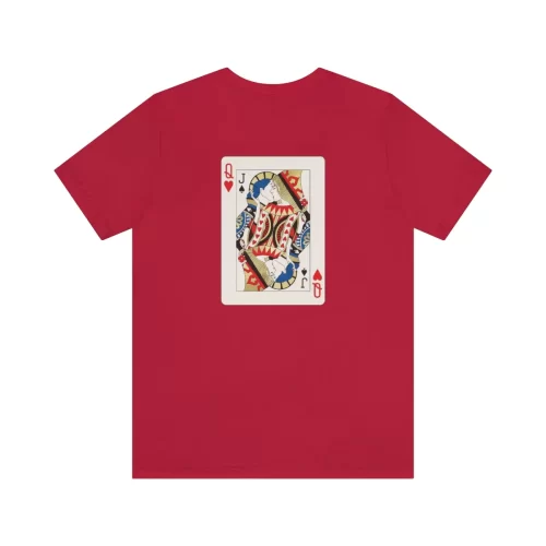 Red Unisex T Shirt Queen Heart Jack Spades Design Back