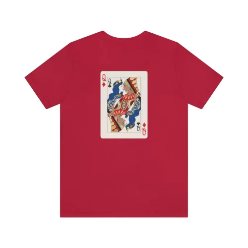 Red Unisex T Shirt Queen of Diamonds Queen of Clubs Design Back