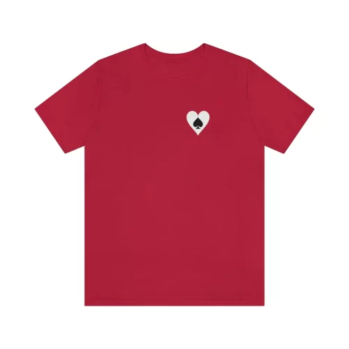 Red Unisex T Shirt Queen Heart Ace Of Spades Design Front