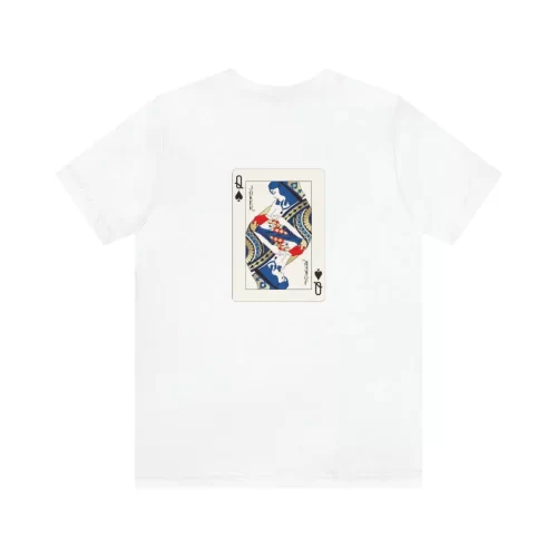 White Unisex T Shirt Queen And Joker Design Back