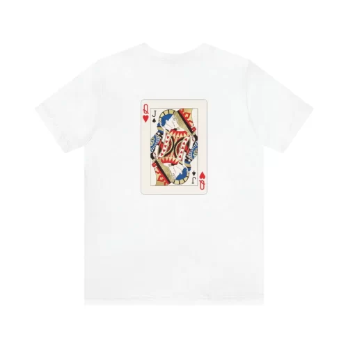 White Unisex T Shirt Queen Heart Jack Spades Design Back