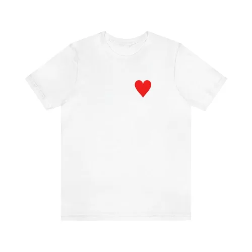 White Unisex T Shirt Queen Heart Ace Of Spades Design Front