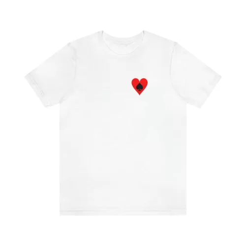 White Unisex T Shirt Queen Heart Jack Spades Design Front