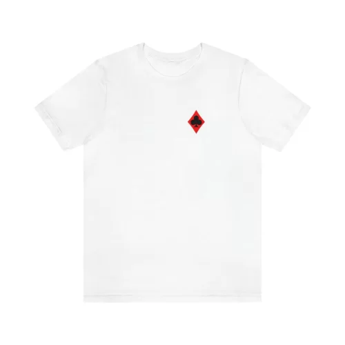 White Unisex T Shirt Queen of Diamonds Queen of Clubs Design Front