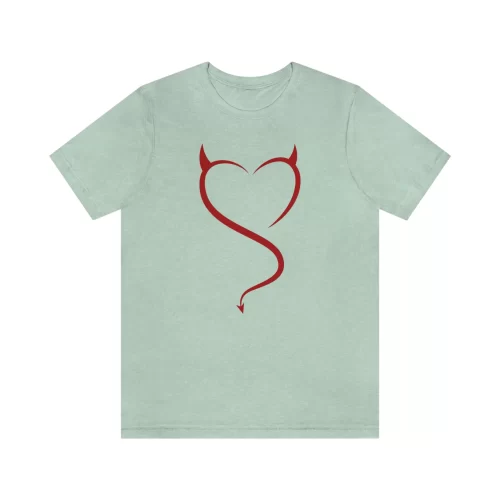 Unisex T Shirt Devil Heart Heather Prism Mint Front