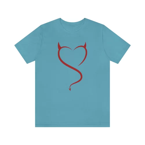 Unisex T Shirt Devil Heart Ocean Blue Front
