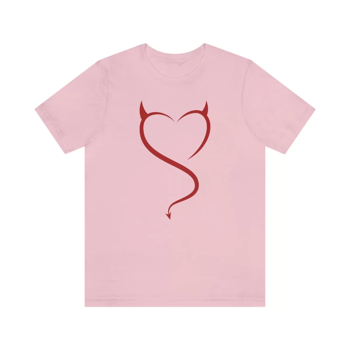 Unisex T Shirt Devil Heart Pink Front